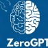 A blue tech-themed image showing the ZeroGPT logo below a stylized white brain, half circuit board and half human brain, symbolizing AI detection and digital content verification.