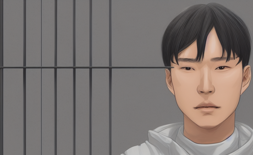 Illustration of Do Kwon behind bars