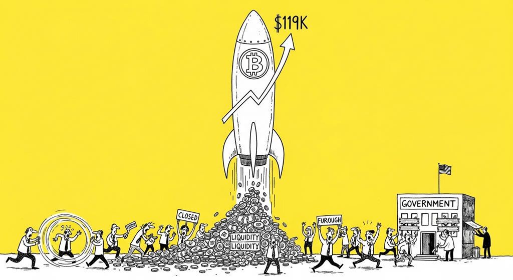 Bitcoin Surges Above $119K as US Government Shutdown Fuels Liquidity Expectations