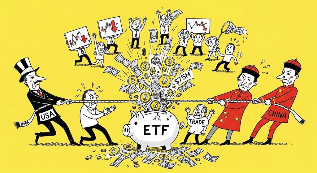 Bitcoin and Ethereum ETFs Record $755M Outflows Amid Escalating