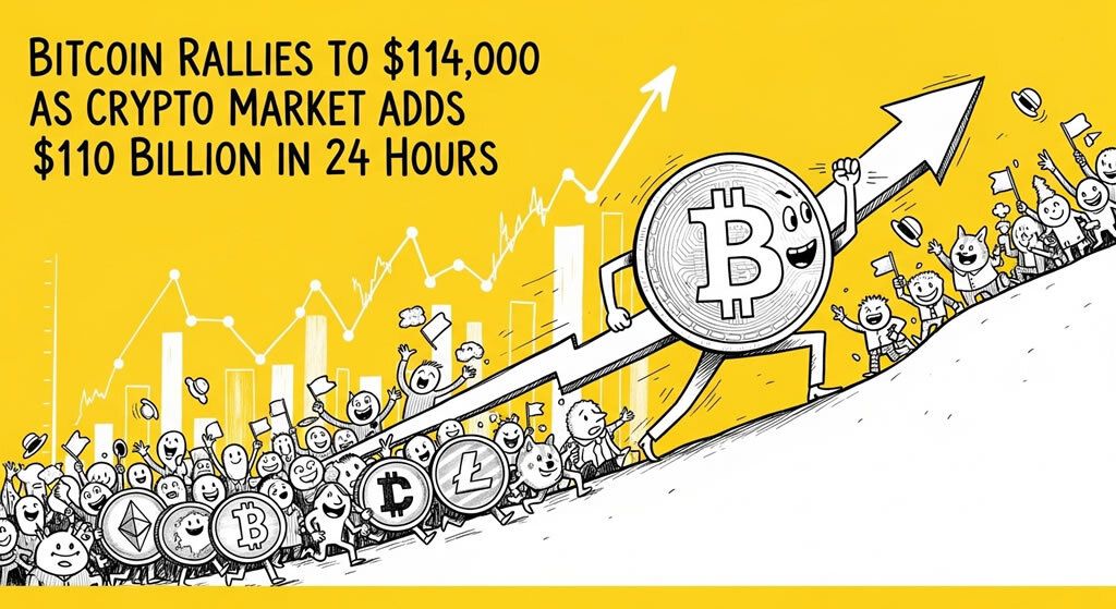 Bitcoin Rallies to $114,000 as Crypto Market Adds $110 Billion in 24 Hours