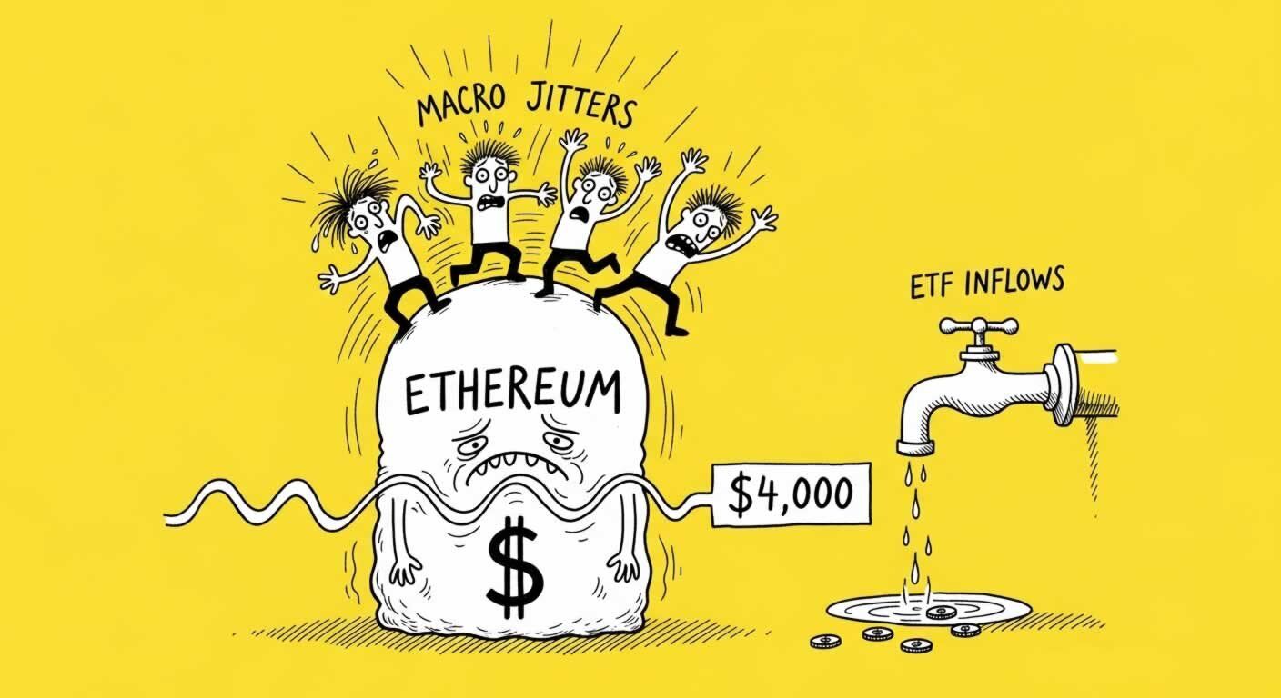 Ethereum Dips Below $4,000 Amid Macro Jitters and Slowing ETF