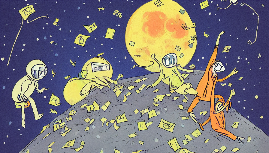 Money falling on the moon