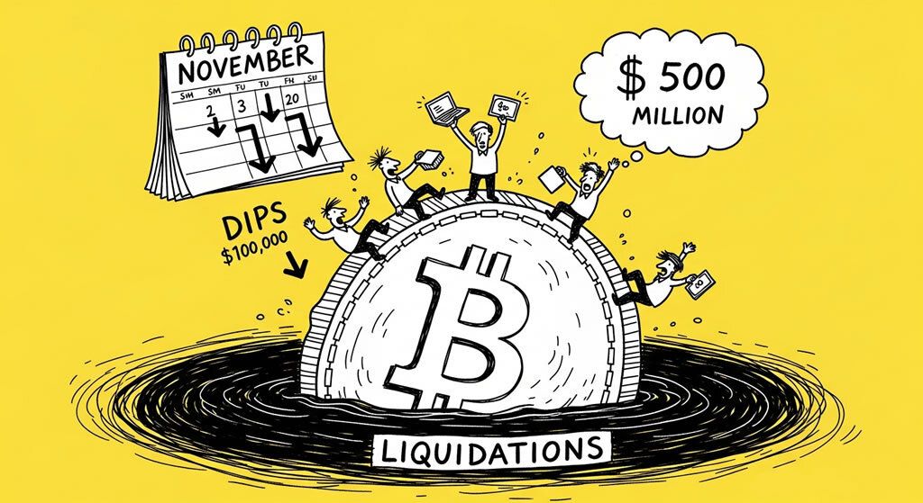 Bitcoin Dips Below $100,000 for Third Time in November as Liquidations Top $500 Million