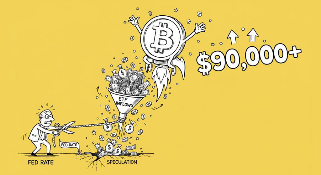 Bitcoin Rebounds Above $90,000 Amid Fed Rate Cut Speculation and ETF Inflows