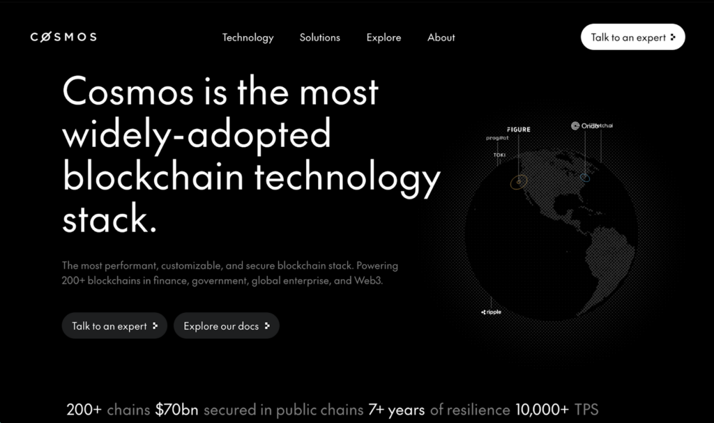 Cosmos staking dashboard showing inter-blockchain communication and rewards.