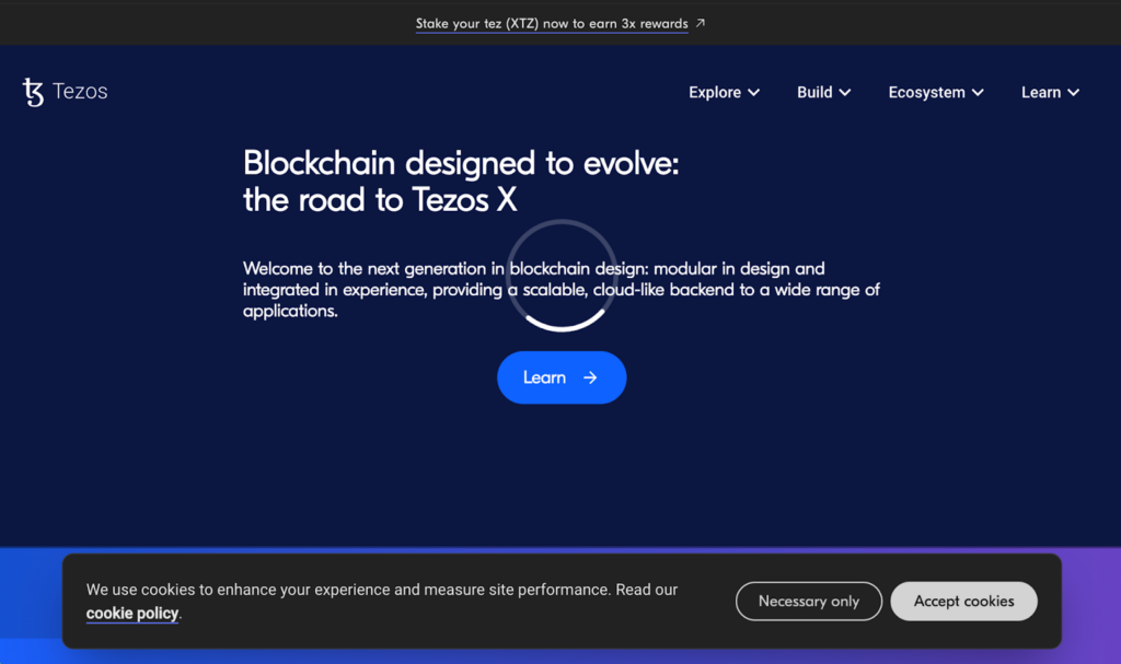 Tezos staking interface with baking delegation and on-chain governance.