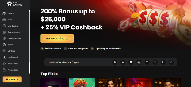 WSM Casino Wall Street Memes crypto gambling site with instant withdrawal features