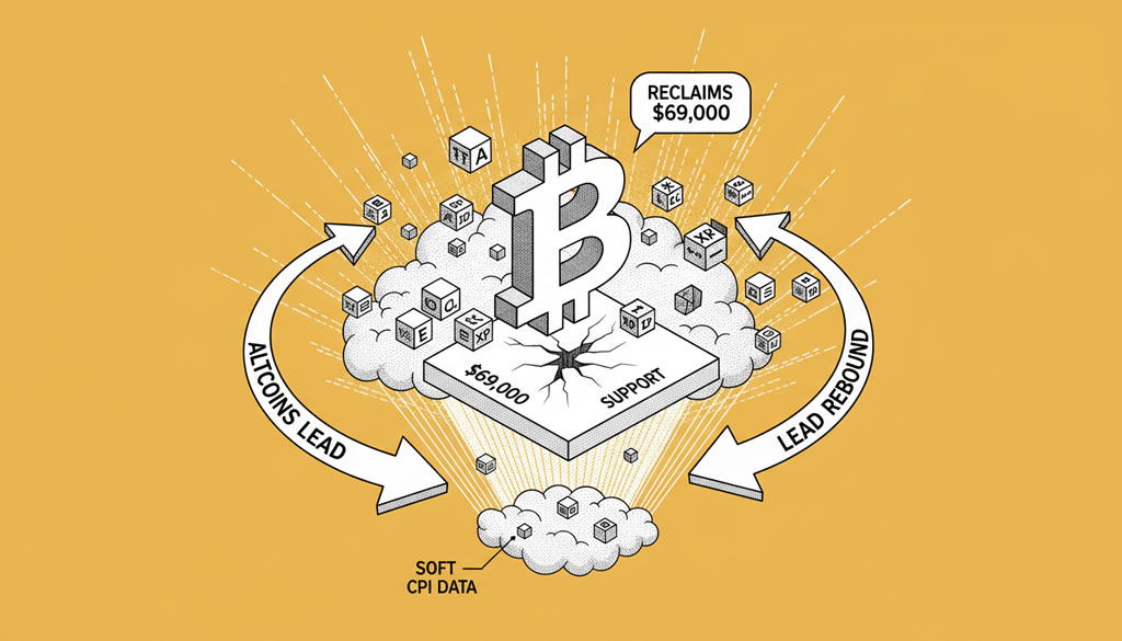 Bitcoin Briefly Reclaims $69,000 as Altcoins Lead Market Rebound Following Soft CPI Data