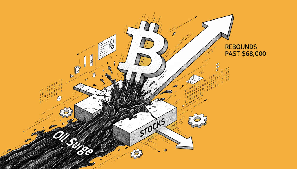 Bitcoin Rebounds Past $68,000 Outperforming Stocks Amid Oil Surge