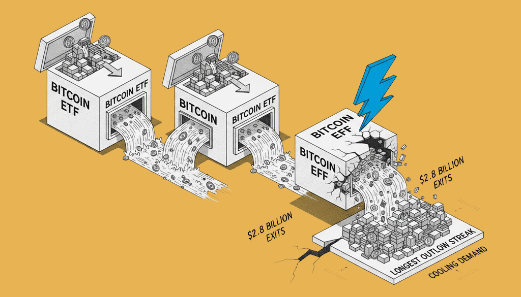 Bitcoin ETFs Record Longest Outflow Streak as .8 Billion Exits Funds Amid Cooling Demand