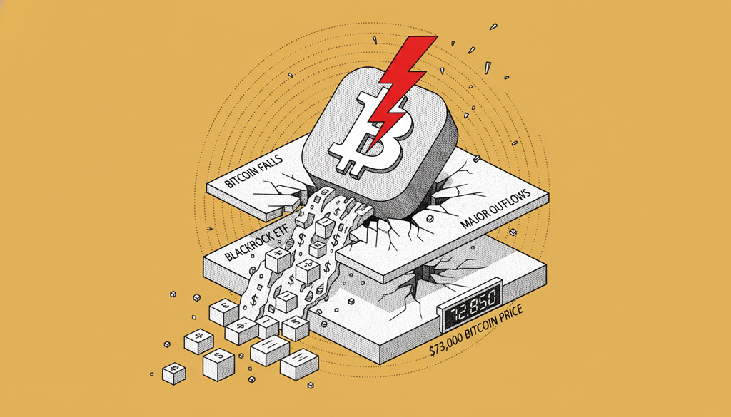 Bitcoin Falls Below $73,000 as BlackRock ETF Records Major Outflows