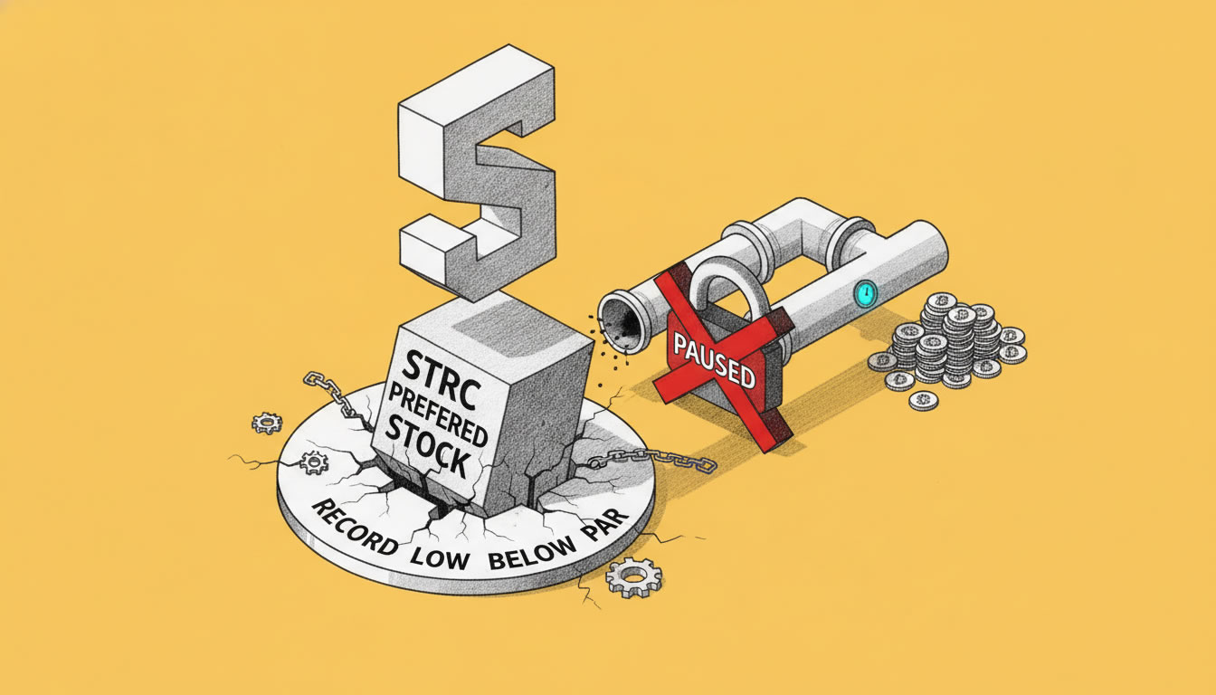 Strategy’s STRC Preferred Stock Hits Record Low Below Par, Pausing Key Bitcoin Funding Channel