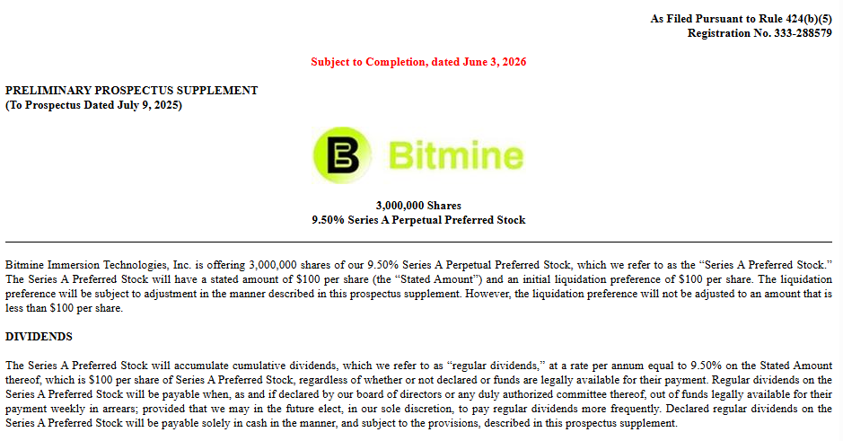 Bitmine Launches 9.5% Preferred Stock Offering to Fuel Ethereum Treasury Strategy Amid $9 Billion Unrealized Losses