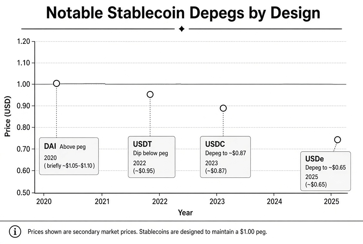 Notable Stablecoin Depegs by Design